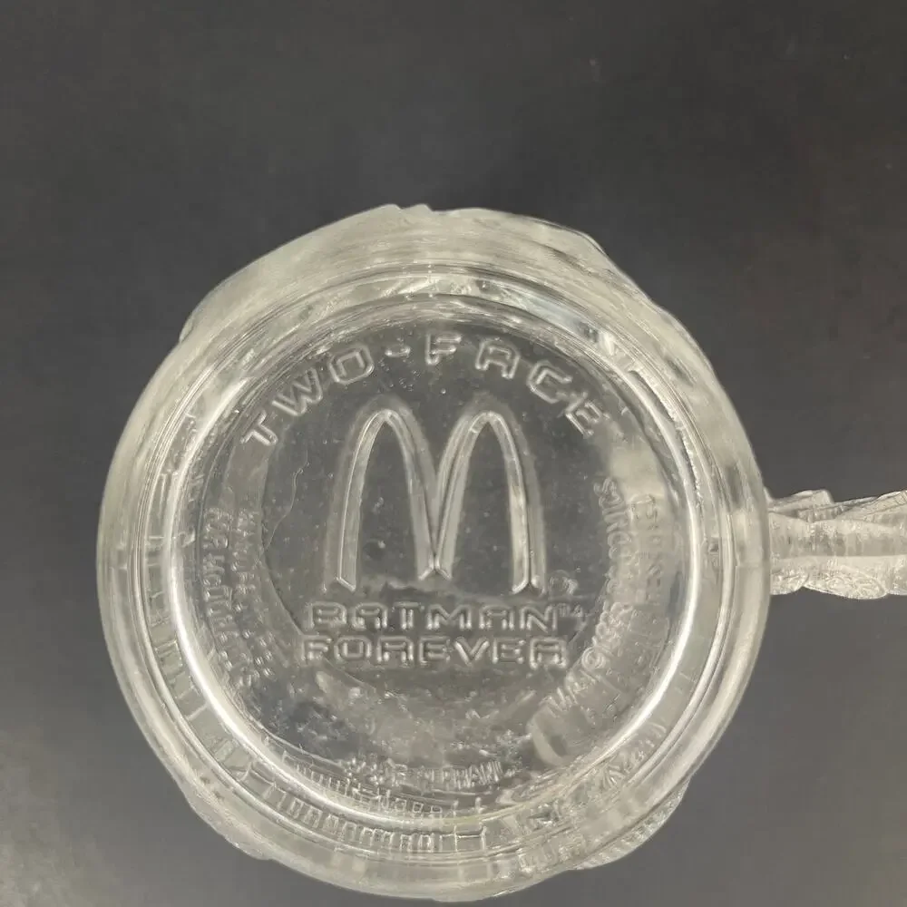 Vintage McDonalds Embossed 3D Design Mugs Batman Forever Glass Collectible 8 oz.